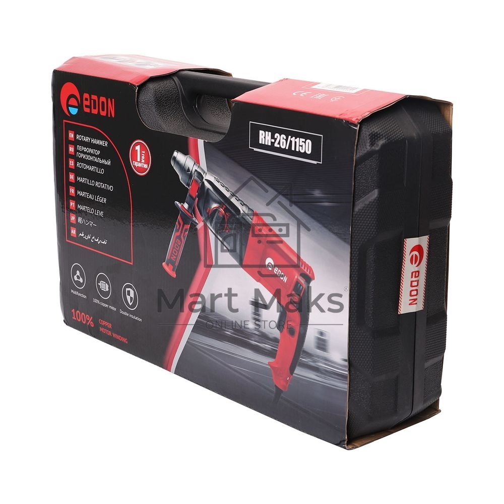 Перфоратор EDON RH-26/1150 черный/красный 9277