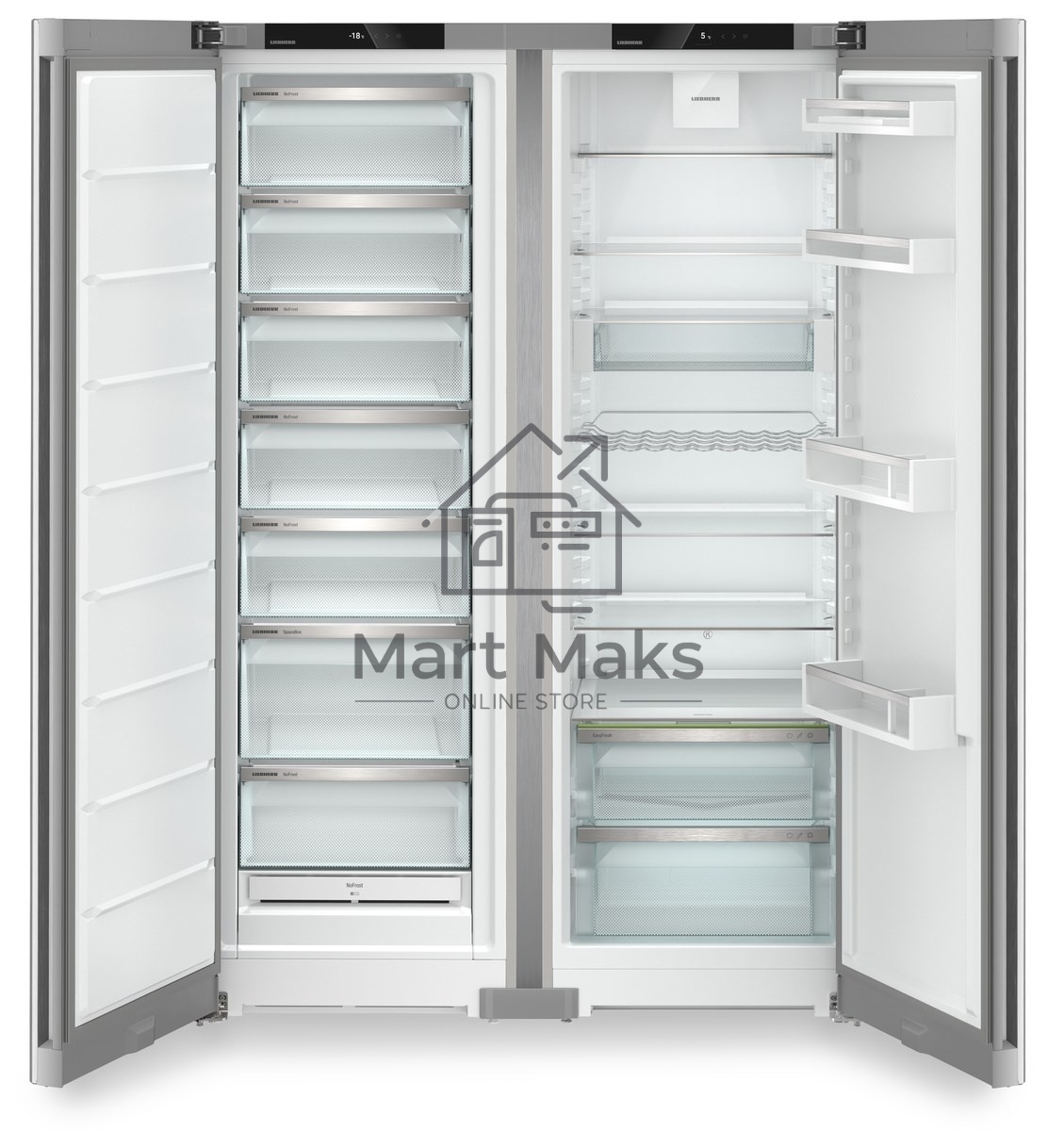 Холодильник Liebherr XRFsf 5220-22 001 (SFNsfd 5227-22 001 + SRsfd 5220-22 001) серебристый двухкамерный 398/271л морозилка сбоку, No Frost, Side by Side