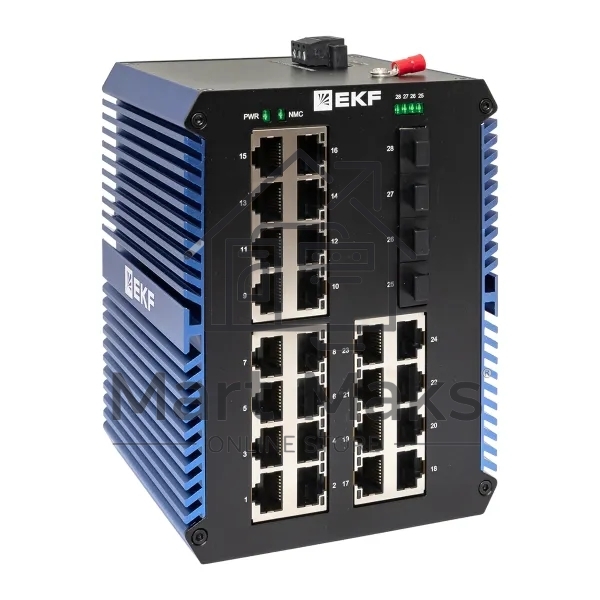 Коммутатор EKF TSX-U-4GX/SFP-24GTP, 24×1 Гбит/с PoE + 4×1 Гбит/с SFP, неуправляемый