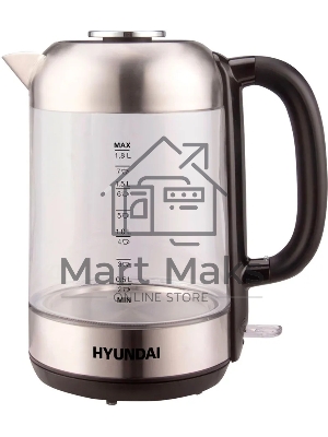 Чайник электрический Hyundai HYK-G4034 1.8л. 2200Вт черный/прозрачный (корпус: стекло)