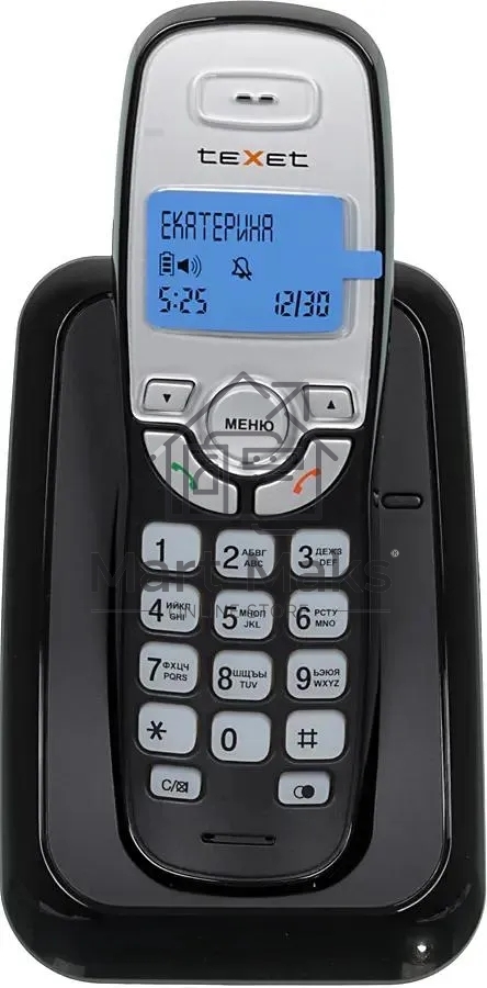 Радиотелефон teXet TX-D6905A черный (громкая связь,телефонная книга на 50 имен и номеров, определитель номера, будильник)