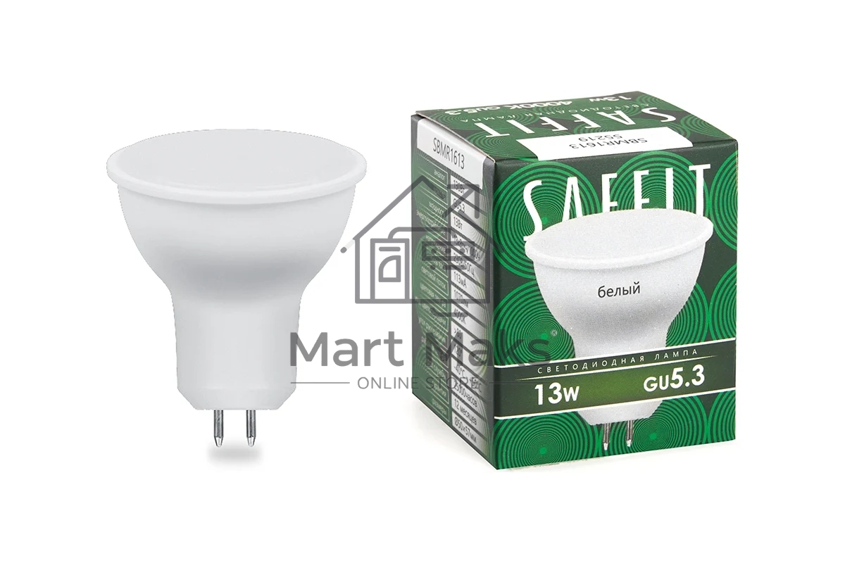 Лампа светодиодная SAFFIT SBMR1613 (55219) 13 вт 230в GU5.3 белый