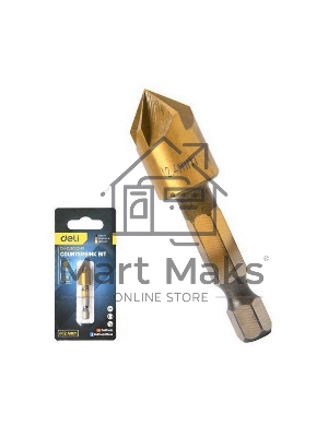 Зенковка конусная под М6 по металлу/дереву/пластику Deli DH-DJZ002-E1 12,4мм, сталь HSS, угол заточки 90град., шестигранный хвостовик