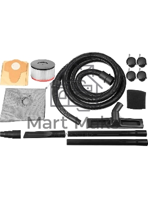 Строительный пылесос ЗУБР ПУ-15-1200 М1 красный/черный, 1200 Вт, уборка сухая/влажная, пылесборник мешок, 15 л