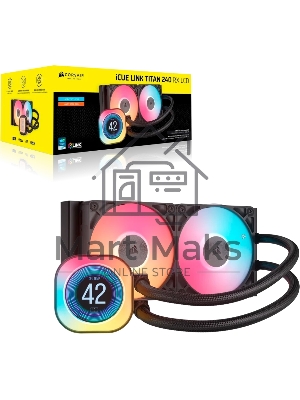 Система жидкостного охлаждения Corsair iCUE LINK TITAN 240 RX LCD (240мм, черный, RGb/ Fans: 2x120мм, 73.5CFM, 36dBA, 2100RPM/ S: 1851, 1700, AM5, AM4)