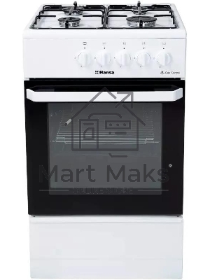Плита газовая Hansa FCGW510029A белый, конфорок 4 газовых, духовка 53 л, 50 см x 85 см x 57 см