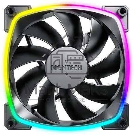 Вентилятор для корпуса Montech AX120 ARGB 120х120x25 черный 4-pin 27дБ (упак.:3шт) (AX120 PWM BLACK 3 IN 1) Ret