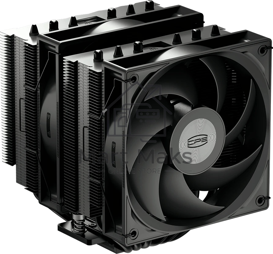 Кулер для процессора PCCooler RT620 PRO BK (250W, 4-pin PWM, 153mm, Al/Cu, 6x6mm, 2x120mm, 73.32CFM, 34.9dBA, 2200RPM, S: 1851/1700/1200/115X, AM5/AM4, черный)