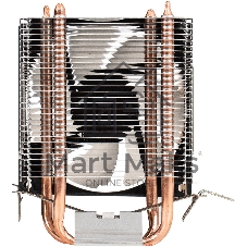 Кулер ExeGate Wizard EXX200-PWM.RGB (Al+Cu, 2 тепл.трубки, LGA775/1150/1151/1155/1156/1200/1700/1851/AM2/AM2+/AM3/AM3+/AM4/AM5/FM1/FM2/754/939/940, TDP 95W, Fan 90мм, PWM, 800-2400RPM, Hydro bearing, 4pin, 11-24db, 305г, RGB подсветка, с термопастой, на защелках, RTL)
