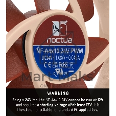 Вентилятор корпусной Noctua NF-A4x10 24V PWM, 40 мм, 5000 об/мин, 17.9 дБ, 4-pin PWM, без подсветки