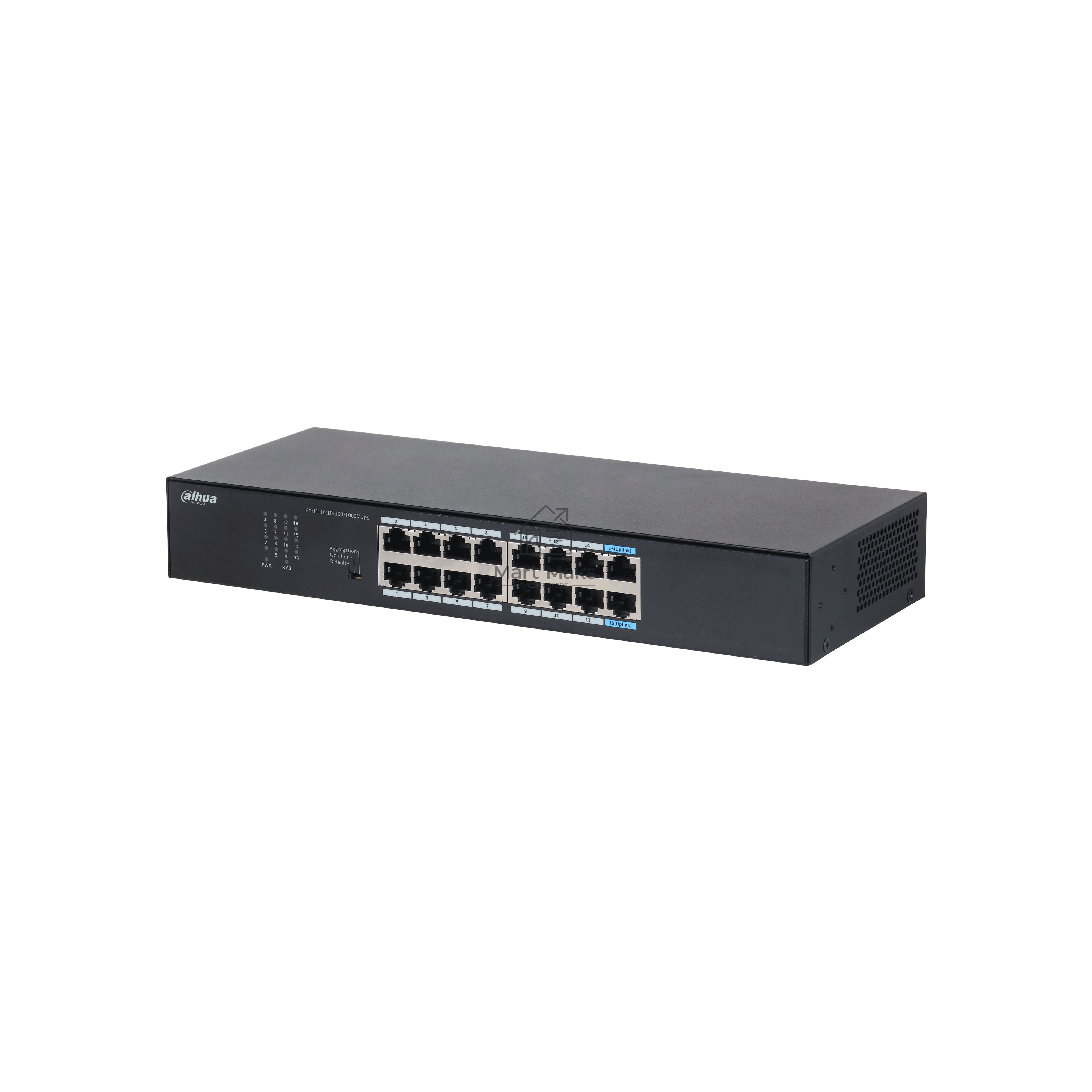 Коммутатор Dahua DH-S3016-16GT, 16×1 Гбит/с, неуправляемый