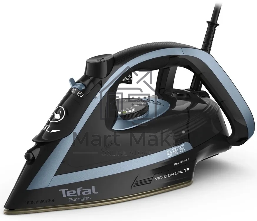 Утюг Tefal FV8R67F1 синий/черный, 3000 Вт, 50 г/мин, 280 г/мин, 270 мл