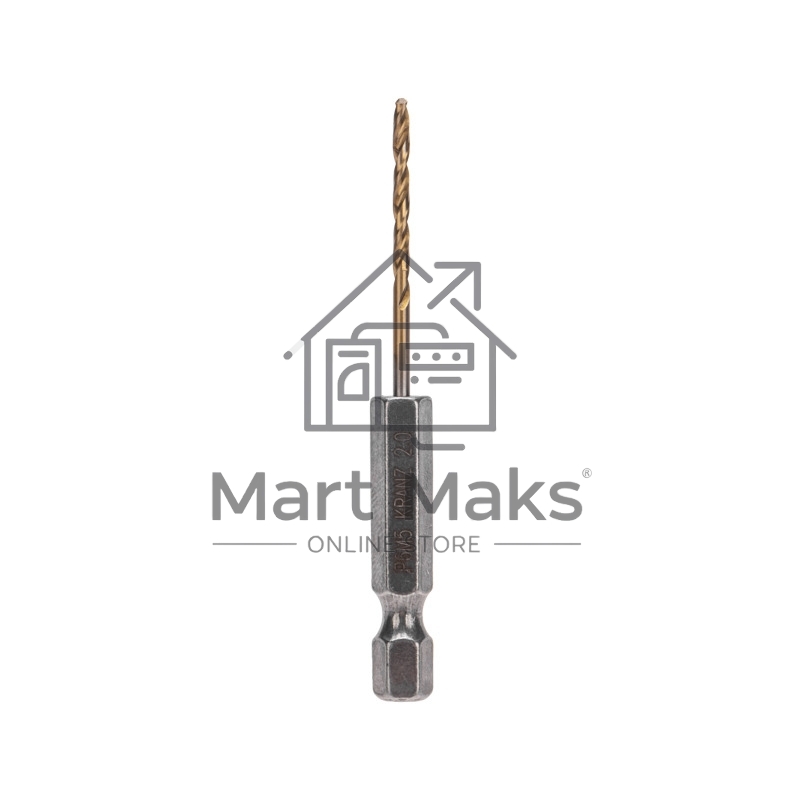 Сверло по металлу Kranz KR-91-5500 2мм Р6М5 ТИТАН шестигранный хвостовик DIN 338 (уп.1шт)
