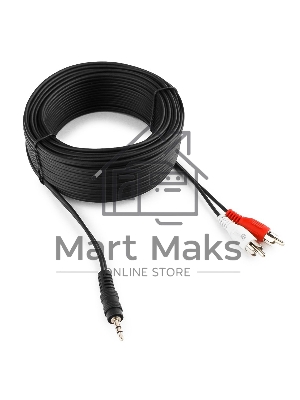 Кабель аудио Cablexpert CCA-458-15M-N, Jack 3.5(M)/2xRCA, 15м, черный, пакет