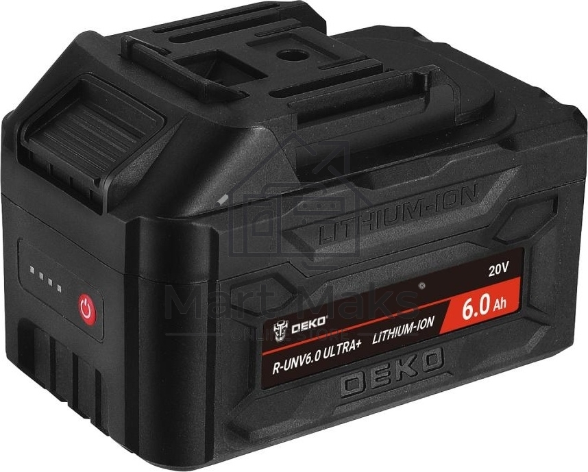 Аккумулятор DEKO R-UNV6.0 ULTRA+, Li-ion, 20В, 6.0А*ч, с повышенной токоотдачей