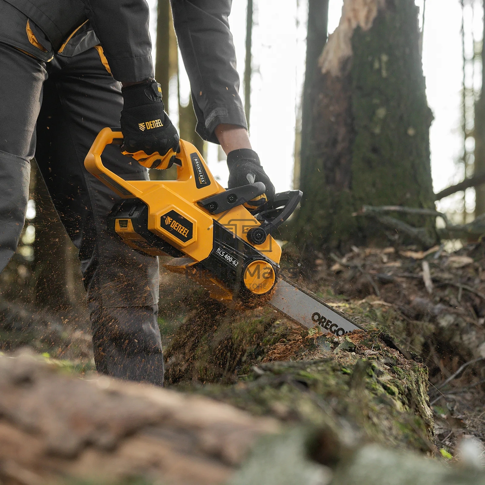 Пила цепная аккумуляторная бесщет. Denzel RCS 400-62, 400 мм, Li-ion, 62В