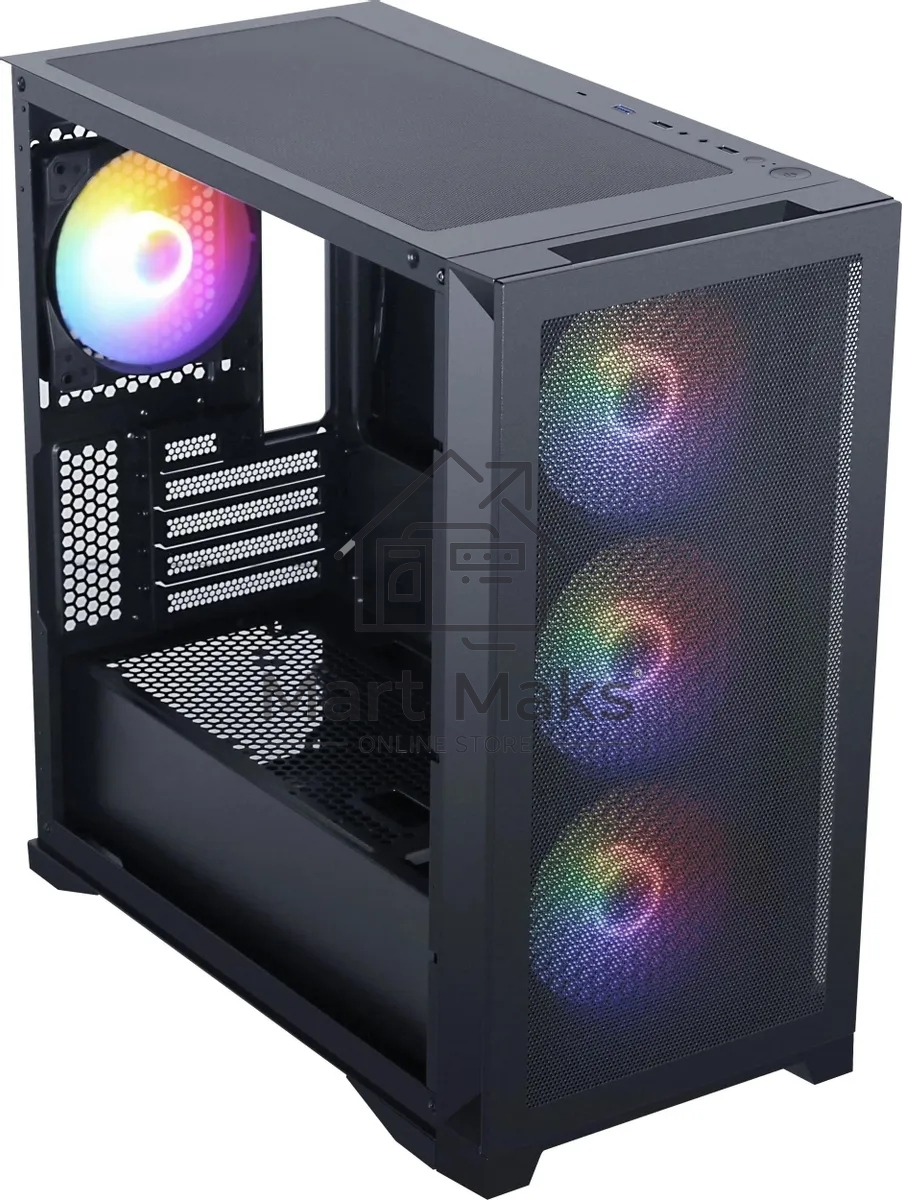 Компьютерный корпус Accord AM08 черный без БП ATX 2xUSB3.0 1xUSB3.1 audio bott PSU