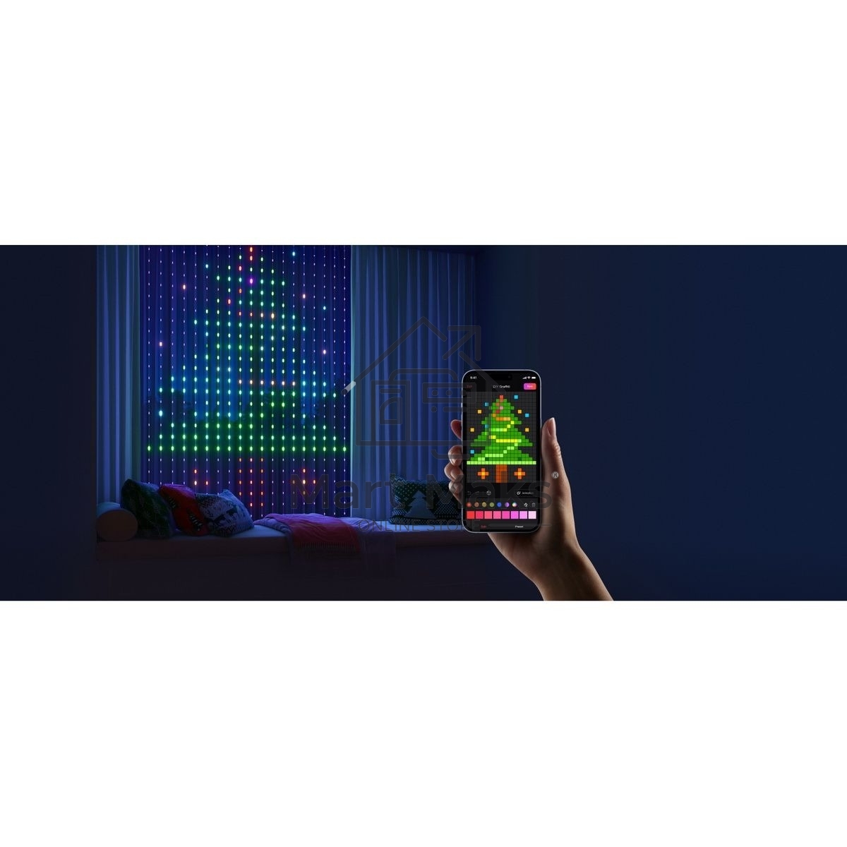Умная штора-гирлянда Yeelight, 475 ламп, 1,5м x2м / RGBIC+ BLE / YLYDD-0053