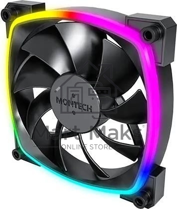 Вентилятор для корпуса Montech AX120 ARGB 120х120x25 черный 4-pin 27дБ (упак.:3шт) (AX120 PWM BLACK 3 IN 1) Ret