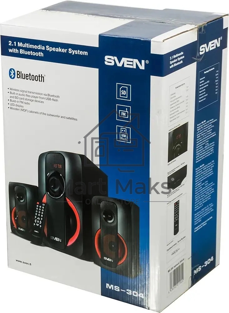 Колонки SVEN MS-304 черный ~ 230 В, 50 Гц, сабвуфер: 159х 272 х 245, вес 3,3