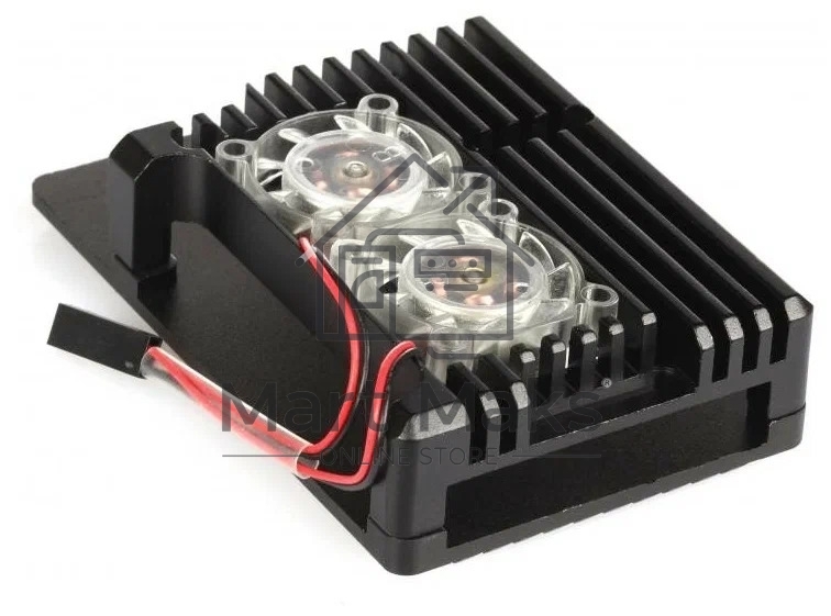 Корпус Qumo Aluminum case with double Transparent fans, Raspberry Pi 4, black(RS012)