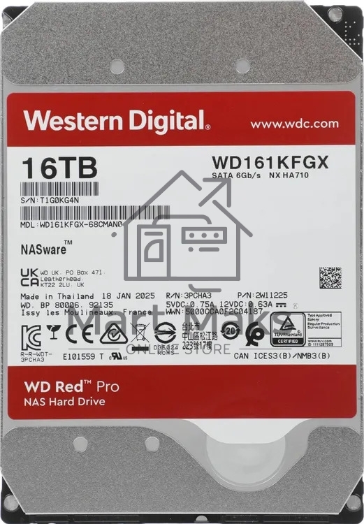 Жесткий диск HDD WD Red Pro 16Tb 7200rpm SATA 512Mb 3.5