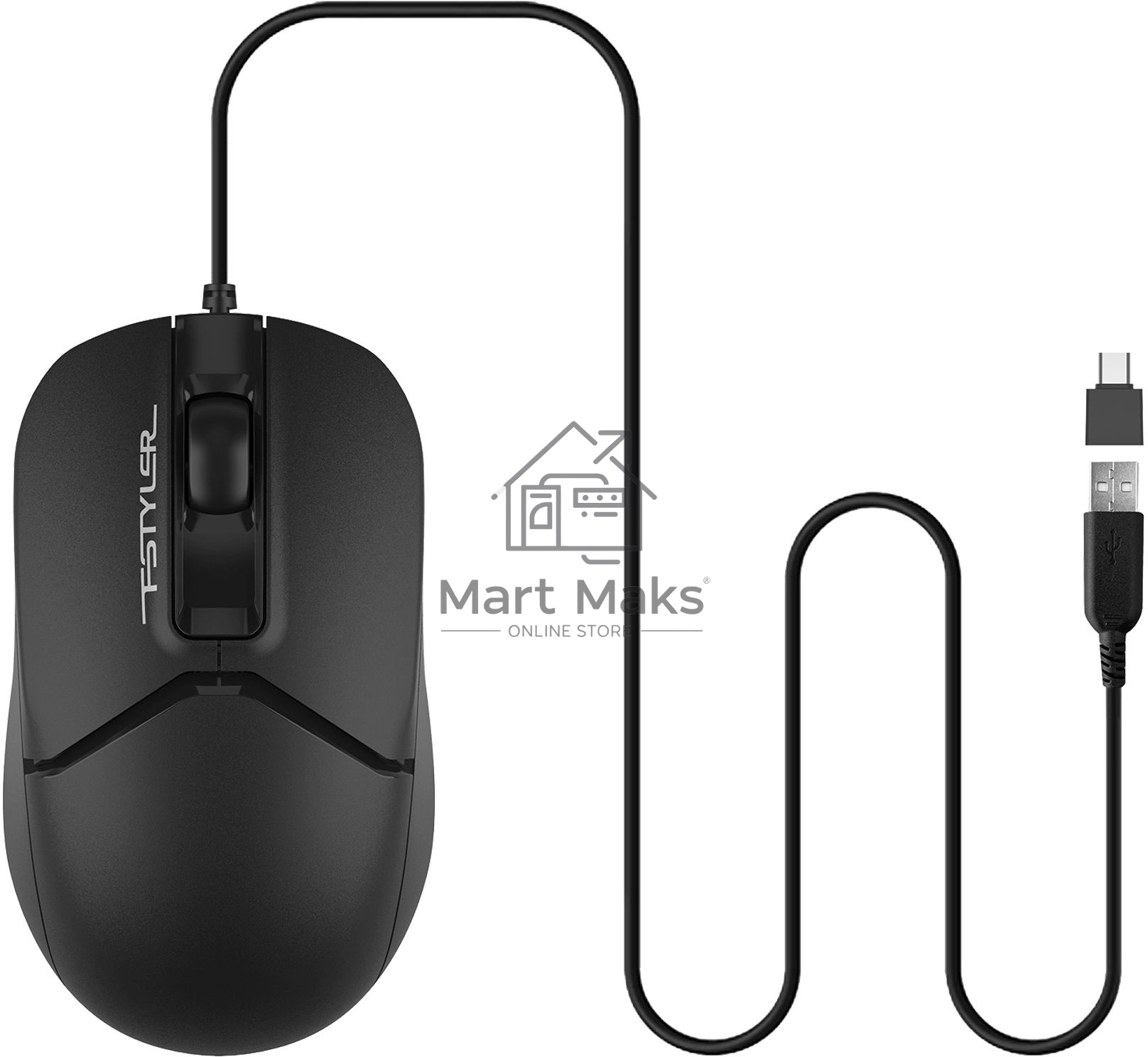 Мышь проводная A4Tech Fstyler FM12ST черный, 1200 dpi, USB, кнопки - 3