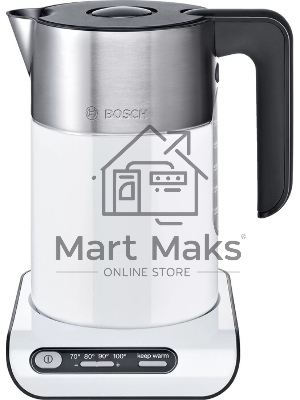 Чайник электрический Bosch TWK8611P 1.5 л, 2400 Вт, белый/серебристый (корпус: нержавеющая сталь)