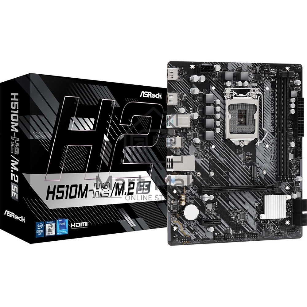 Материнская плата ASRock H510M-H2/M.2 SE, LGA 1200, Intel H470, 2xDDR4, 4xSATA, 1xM.2, 1xPCIe 4.0 x16, 1xPCIe x1, 2xHDMI, 1x 1Gb LAN, 2xUSB 2.0, 4xUSB 3.2 Gen 1, 3x3.5 мм, 7.1, mATX