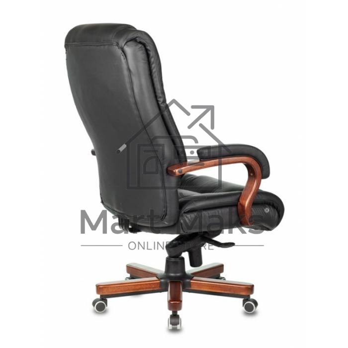 Кресло руководителя Бюрократ T-9925WALNUT/BLACK черный, кожа, крестовина дерево