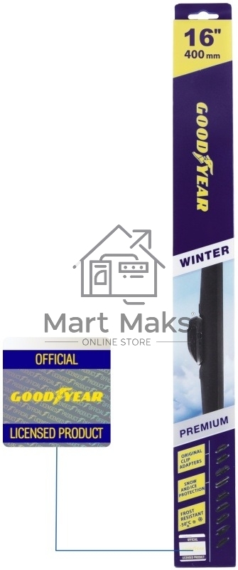 Щетка стеклоочистителя GOODYEAR GY005316 Winter Premium 16''/40 см, 9 переходников