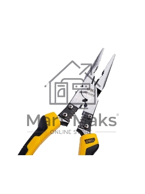 Удлиненные плоскогубцы многофункциональные Deli DL101008 220мм, (зажим/резка/зачистка/обжим), сталь Cr-V, двухкомпонентная рукоять