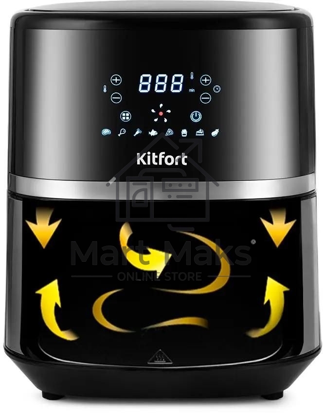 Аэрогриль Kitfort КТ-2221 черный, 1500 Вт, 3.3 л, сенсор, 8 программ