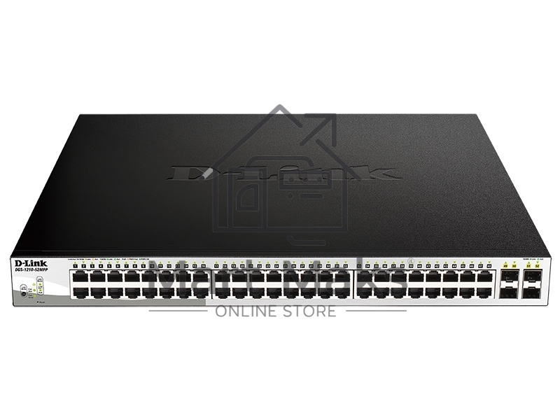 Коммутатор D-Link DGS-1210-52MPP/E2A, 48×1 Гбит/с + 4×1 Гбит/с SFP, настраиваемый