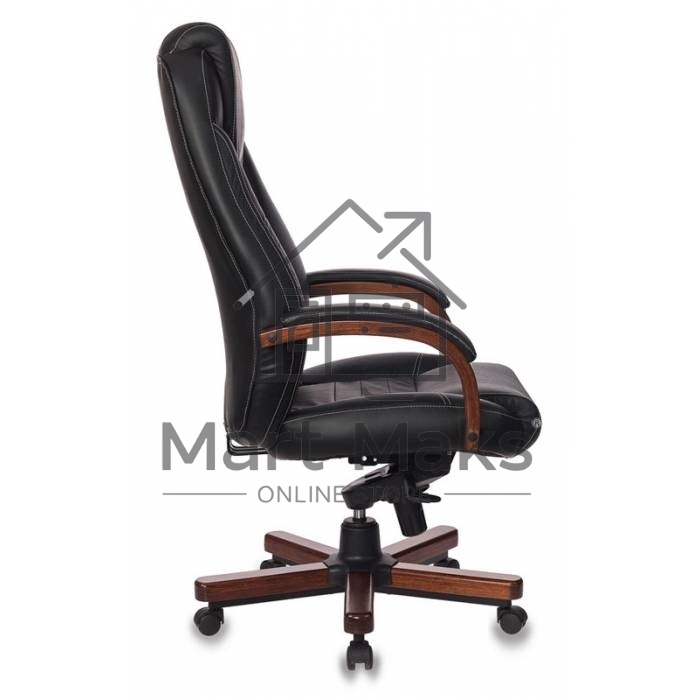 Кресло руководителя Бюрократ T-9923WALNUT/BLACK черный, кожа, крестовина дерево