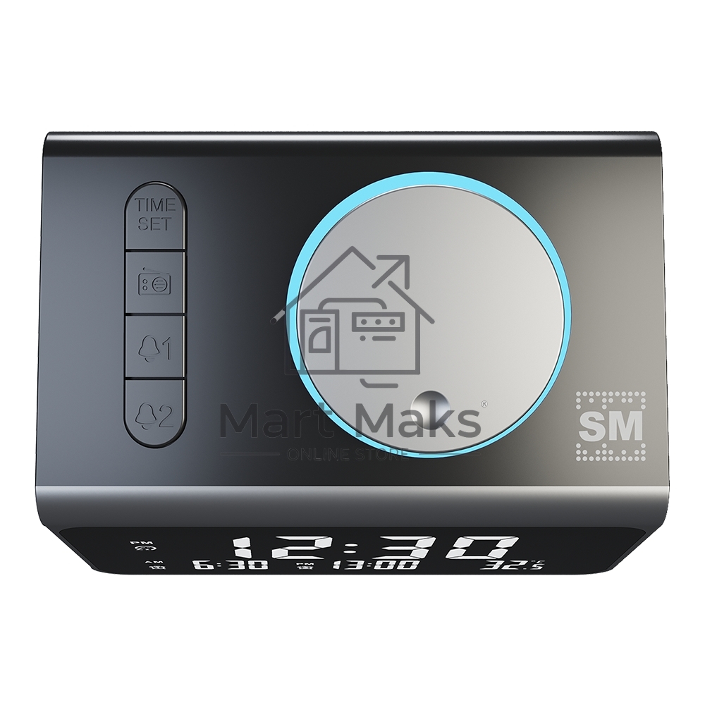 Радиочасы с будильником SOUNDMAX SM-1521U черный с серебром