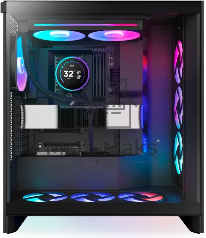 Система жидкостного охлаждения для ПК/ Water Cooling System NZXT Kraken Elite 280 RGb (250W, 280мм, LED temp., Black/ Fans: 2x140мм, 98.61CFM, 34.5dBA, 2000RPM/ Pump height 65mm, 2800RPM, Rad thickness 27mm/ S: 1851, 1700, 1200, 115X, AM5, AM4)