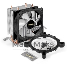 Кулер ExeGate Wizard EXX200-PWM.RGB (Al+Cu, 2 тепл.трубки, LGA775/1150/1151/1155/1156/1200/1700/1851/AM2/AM2+/AM3/AM3+/AM4/AM5/FM1/FM2/754/939/940, TDP 95W, Fan 90мм, PWM, 800-2400RPM, Hydro bearing, 4pin, 11-24db, 305г, RGB подсветка, с термопастой, на защелках, RTL)