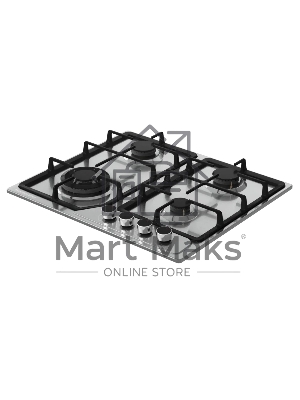 Варочная поверхность Kuppersberg, газ, High-Tech, 60 см, автоматический электроподжиг, газ-контроль, SABAF конфорки, чугунные решетки, WOK конфорка, цвет нержавеющая сталь, цвет фурнитуры черный