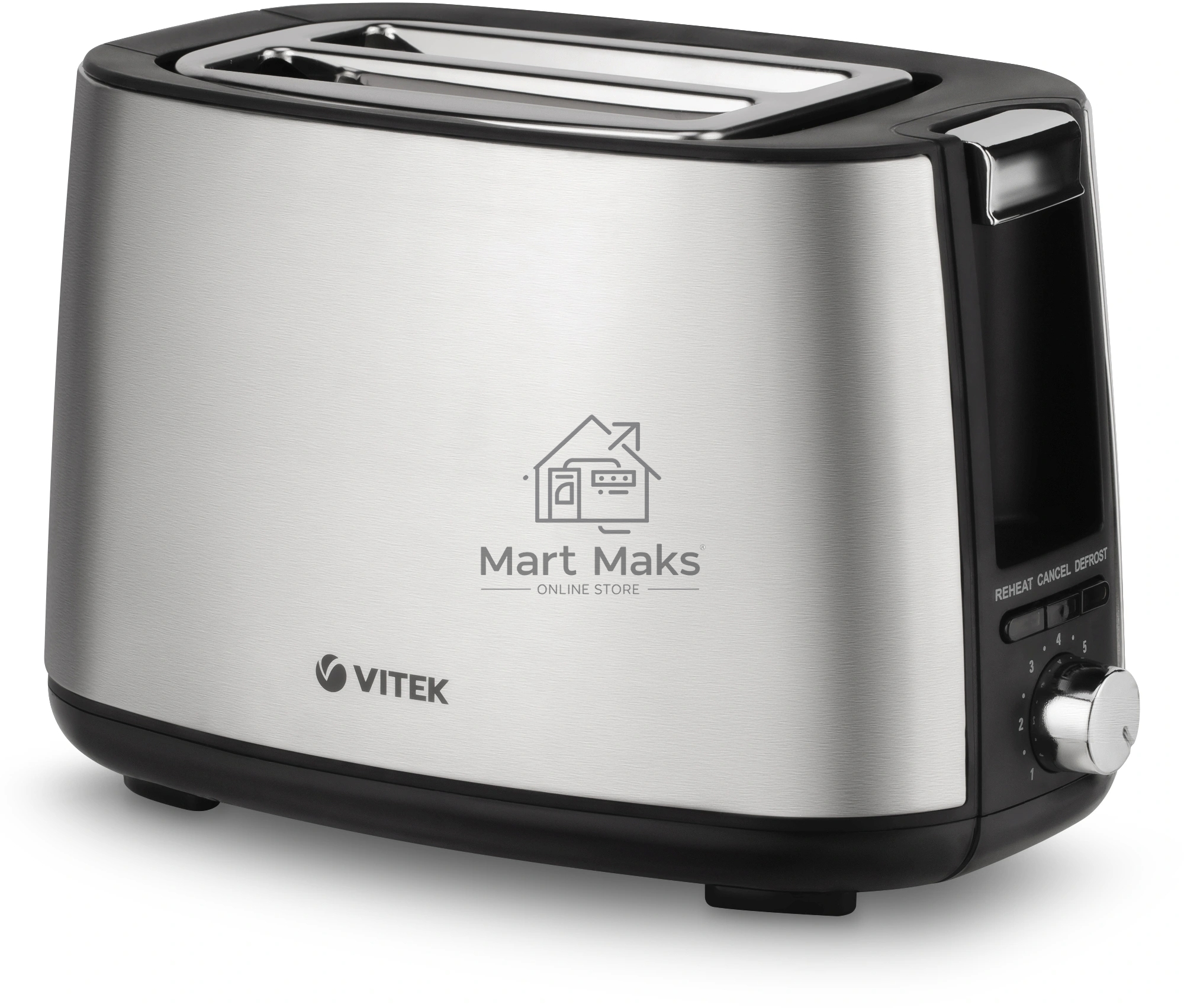 Тостер Vitek VT-7156 серебристый/черный, 750 Вт, 2 слота