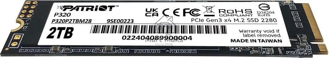 SSD накопитель Patriot P320 2ТБ, M.2 2280, NVMe, R/W 3000MB/2200MB/s