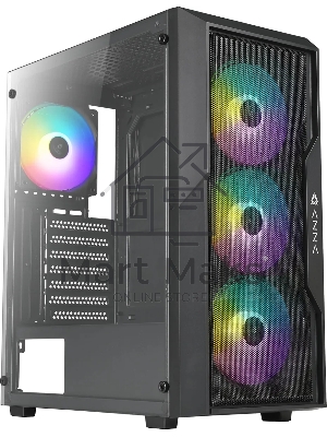 Компьютерный корпус Azza Fighter черный без БП ATX 4x120мм 2x140мм 2xUSB2.0 1xUSB3.0 audio bott PSU