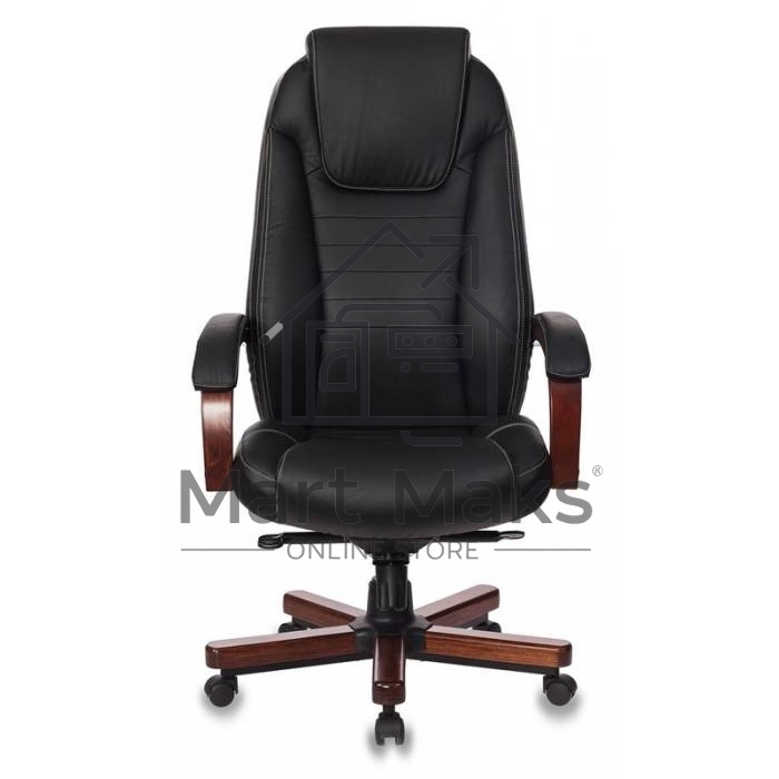 Кресло руководителя Бюрократ T-9923WALNUT/BLACK черный, кожа, крестовина дерево
