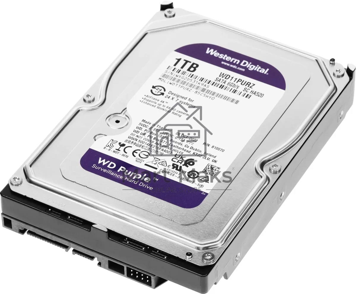 Жесткий диск Western Digital 1TB 5400rpm SATA 6GB/S 64MB PURPLE WD11PURZ SATA