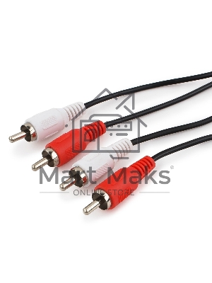 Кабель аудио Cablexpert CCA-2R2R-1.8M-N, 2xRCA/2xRCA, 1.8м, черный, пакет
