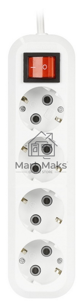 Удлинитель Smartbuy (SBE-16-4-02-ZS) 4 гнз х 2,0 м (16А/3.5кВт, ПВС 3х1.0)