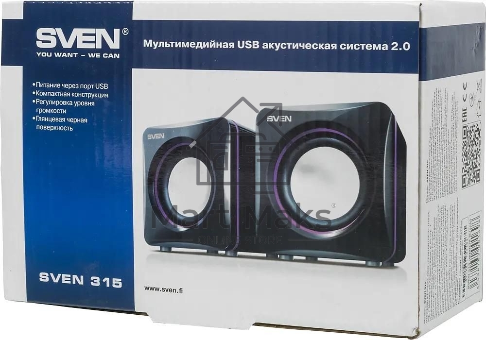Акустическая система SVEN 315 2.0 черный 5Вт
