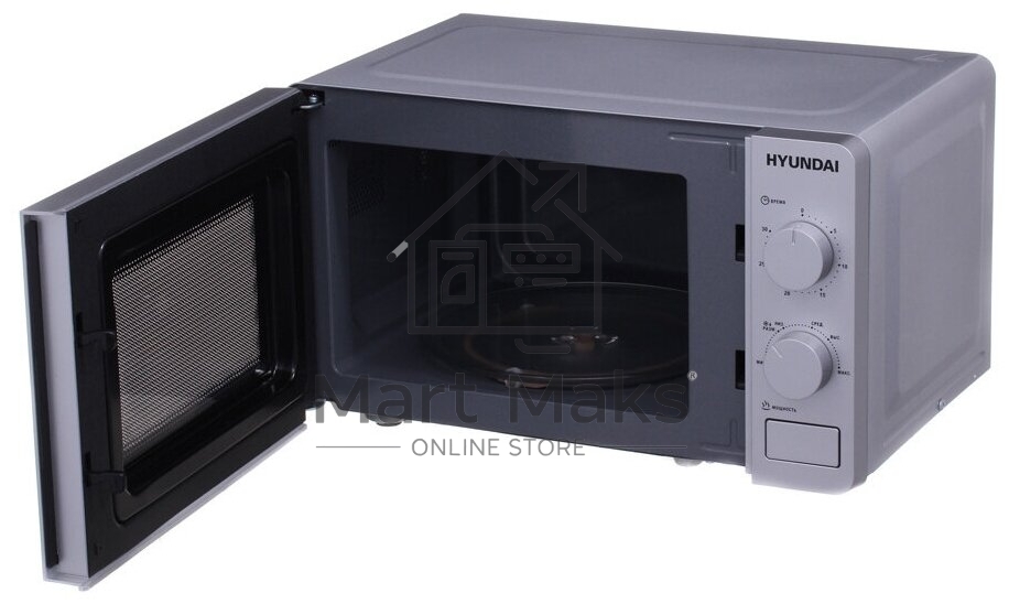 Микроволновая печь Hyundai HYM-M2001 серебристый/черный, 20 л, 700 Вт, переключатели - поворотный механизм