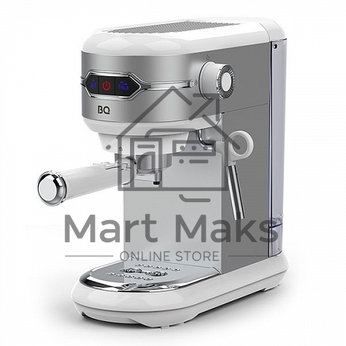 Кофеварка эспрессо BQ CM3001 стальной/белый, исп. кофе - молотый, 1 л, 1450 Вт, 15 Бар.