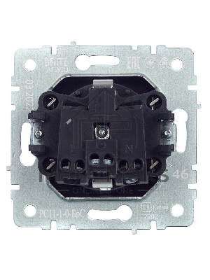Розетка 1-местная IEK BRITE 16А РС11-1-0-БрС с заземлением, без защитных шторок, 16А, сталь